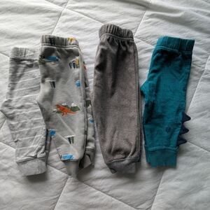 Carter's Gray, Dinosaur Print, and Teal Jogger Pants Set